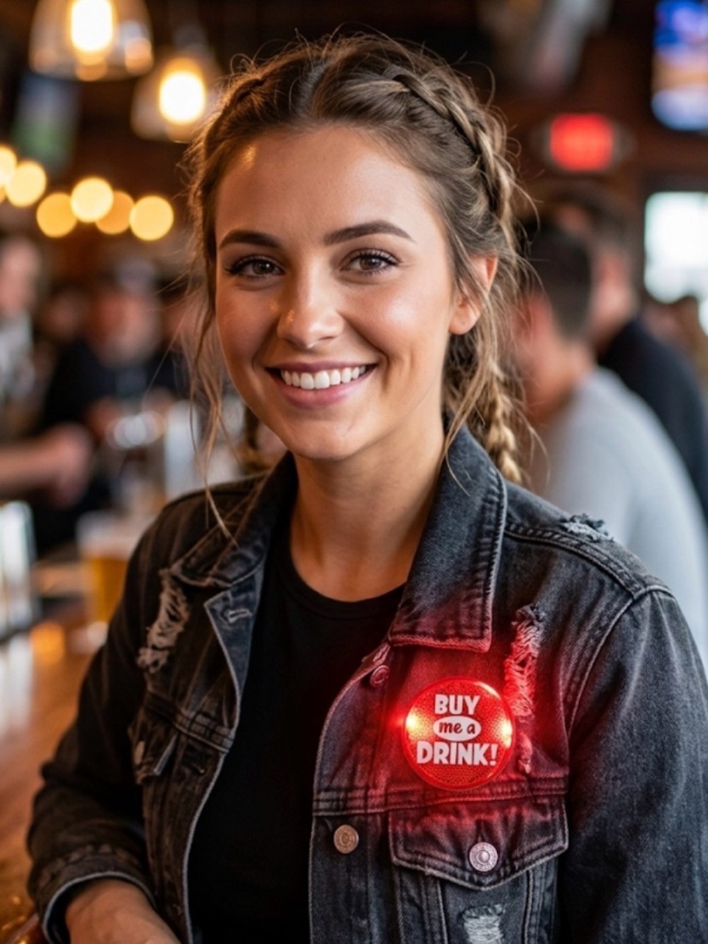 Buy Me a Drink LED Button Badge — Red
